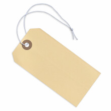 Taggar med elastisk strng bifogad - #5 4 3/4 """" x 2 3/8 """" Box med 200 Manila pappersetikettmrken med elastisk slinga och frstrkt hl