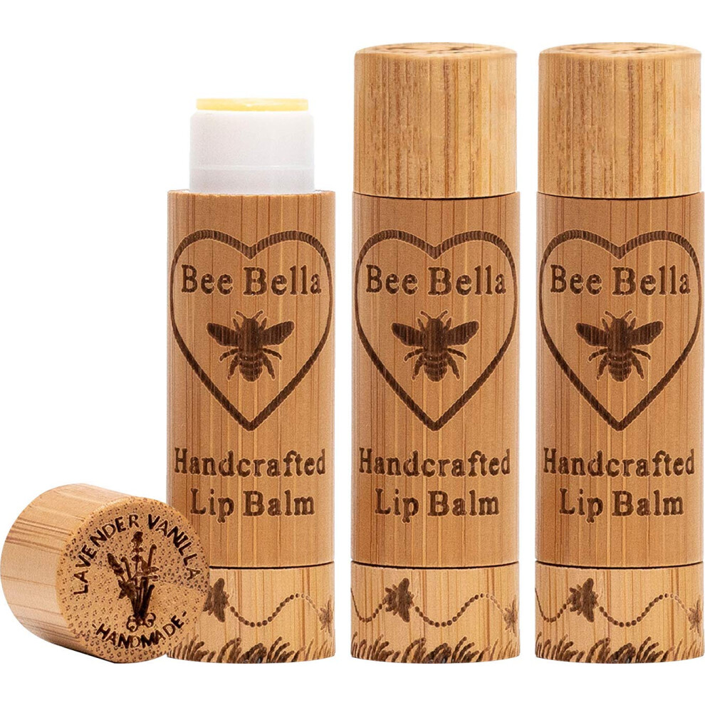 Bella Aurora Bella Lavender Bee Bella Lip Balm Vanilla 3 Pack - Hydrating Moisturizing Lip Care 100% Natural Original Organic Beeswax With Vitamin E Handmade In Us