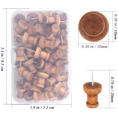 120 PCs Wood push pinos de nogueira 1