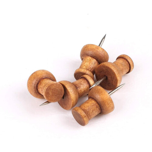 120 PCs Wood push pinos de nogueira 2