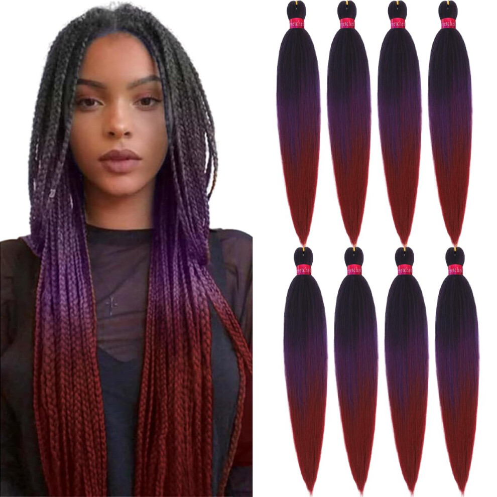 Fayeta Ombre Pre Stretched Braiding Hair 28''-8 Packs Silky Color Blend Braid Hair Extensions 100% Kanekalon Synthetic Crochet Hair Braids