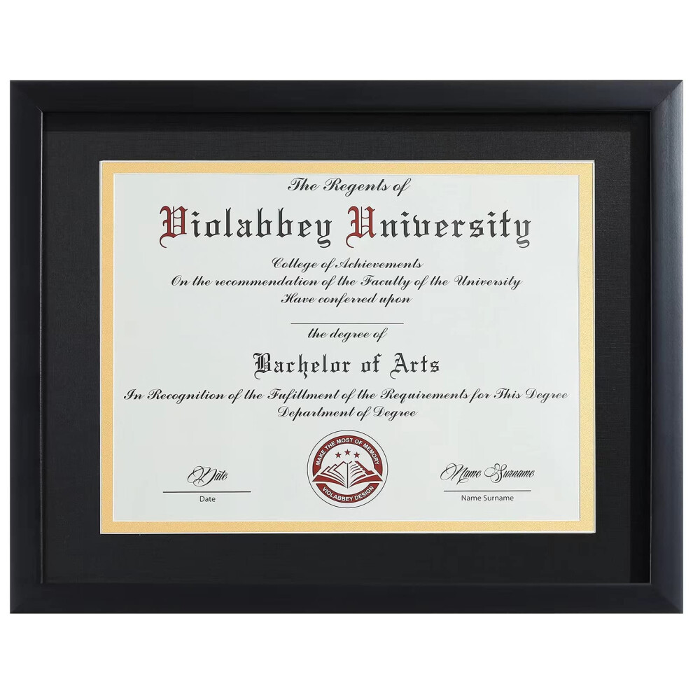 Cadre De DiplôMe Violabbey 8,5 X 11 Pouces Noir Avec Verre VéRitable Hd | Convient Aux DiplôMes Et Documents 8,5 X 11 Pouces Avec Passe-Partout N-image