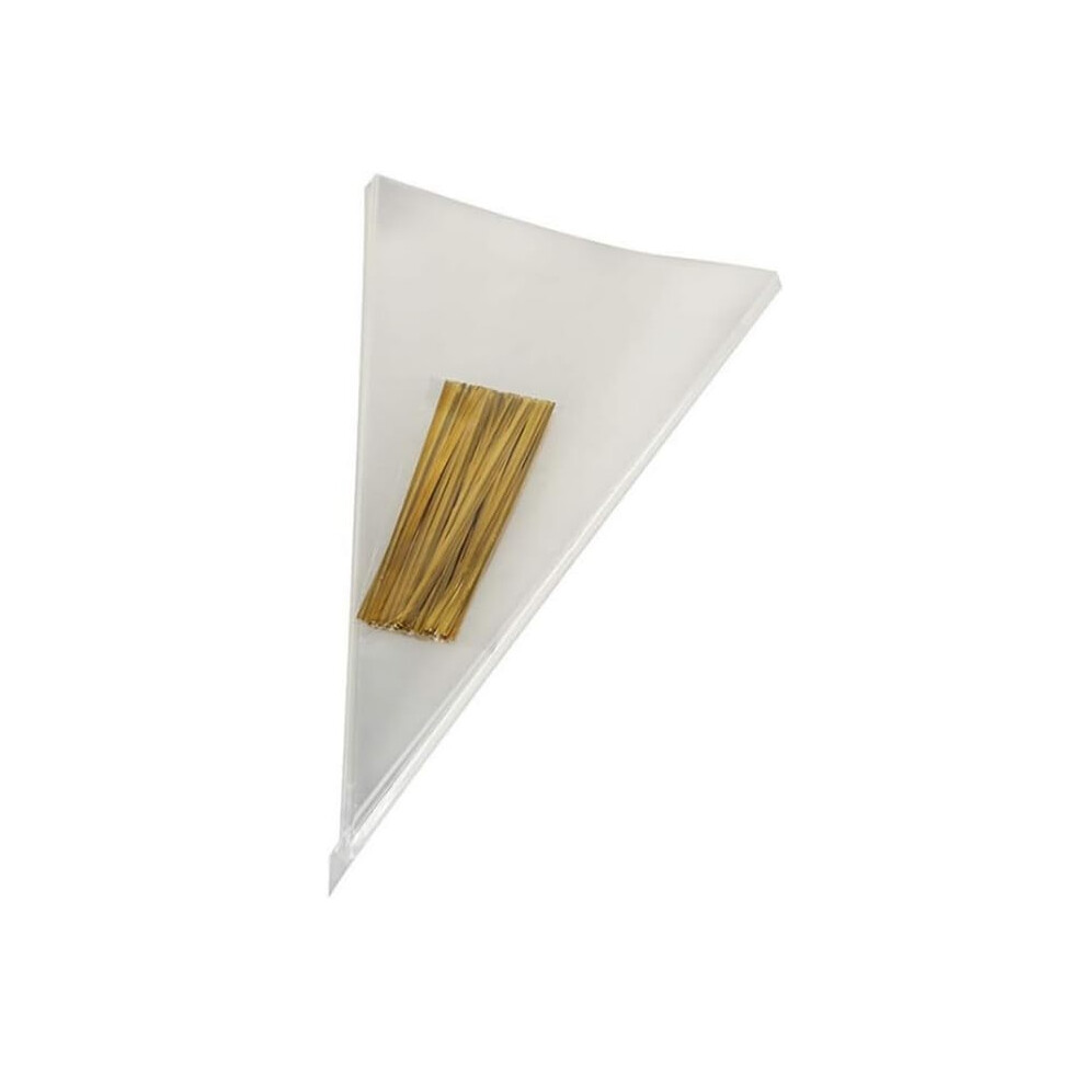 100 Bolsas Transparentes (18 X 38 Cm), Bolsas De Celof N, Bolsas De Palomitas De Ma Z, Bolsas Triangulares Con Lazos Para Dulces, Bolsas De Galle-image