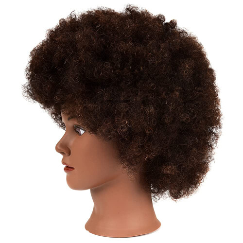 Testa Manichino Riccia Afro con Capelli 100% Naturali per Parrucchieri e Styling 1