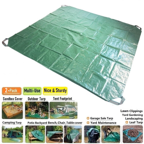 Conjunto 2 de Lonas Impermeáveis 7x7 Ft para Jardim com 4 Alças 2