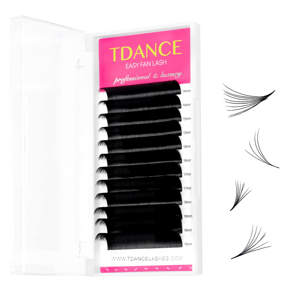 Tdance Easy Fan Lash Extension Blooming Volume Eyelash Extensions C Cc D Dd J B L Curl 0.03-0.12Mm Thickness Easy Fan Volume Lashes Self Fanning Eyela