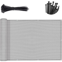 SUNNY GUARD 3'x10' Hellgrauer Sichtschutz fr Balkone, Terrassen, Zaun, Apartments, Gelnder, robuster Windschutz fr Auenterrasse, Hinterhof, Terra
