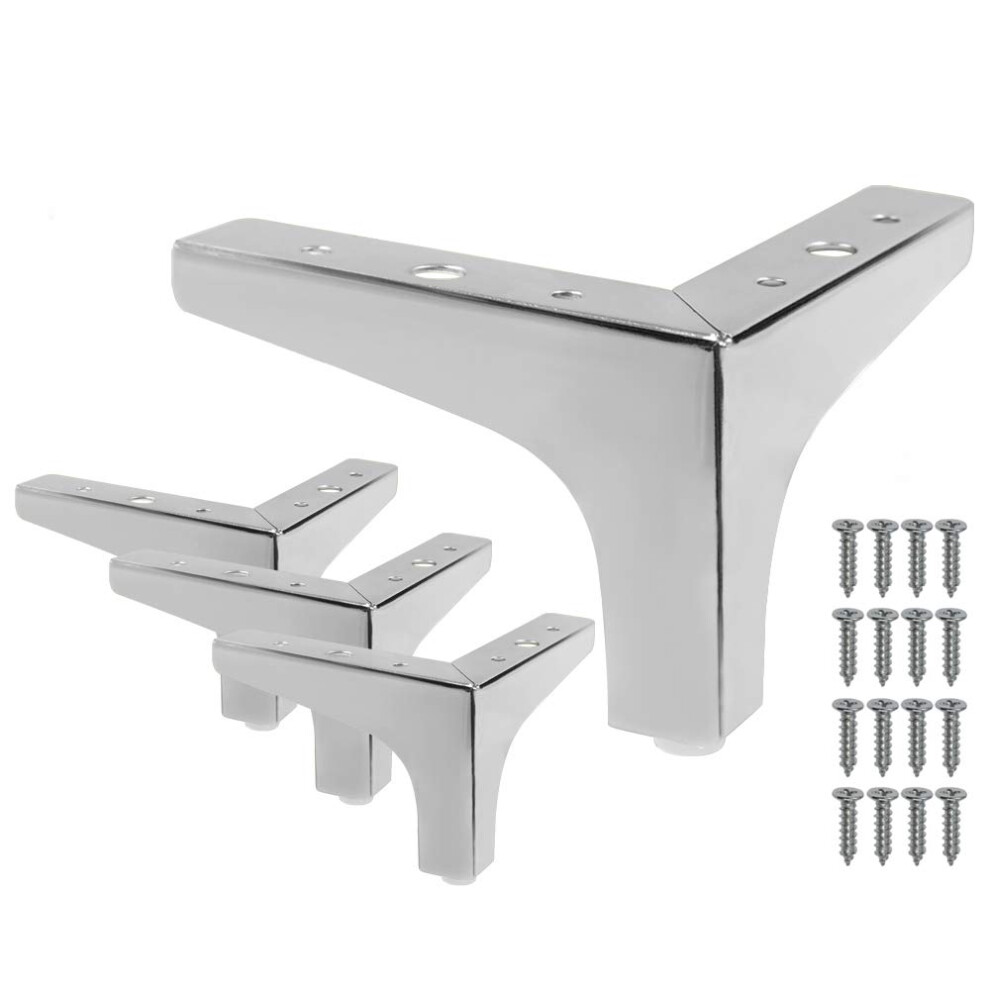 Seimneire 4Pcs 4 Inch Furniture Legs Modern Style Furniture Sofa Legs Metal Polished Chrome Triangle Feet For Table Cupboard Sofa Couch Chair 779584508768