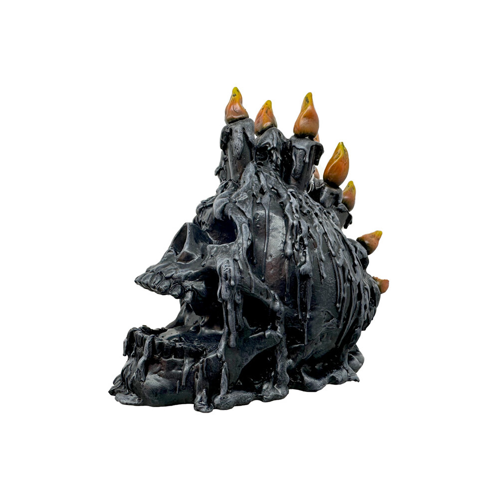 Decorative Ornament - Black Screaming Skull with Candles & Melted Wax Skulls & Skeletons