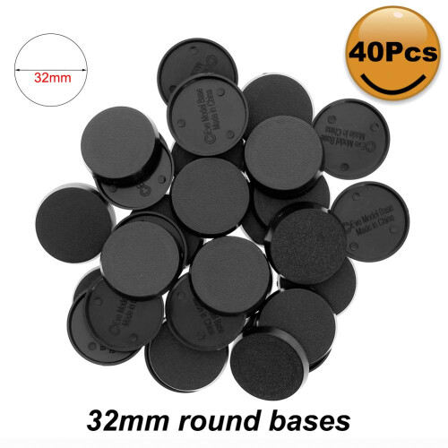Evemodel MB432 40τμχ Στρογγυλές Πλαστικές Βάσεις 32mm ή 1.3inch για Μινιατούρες 1