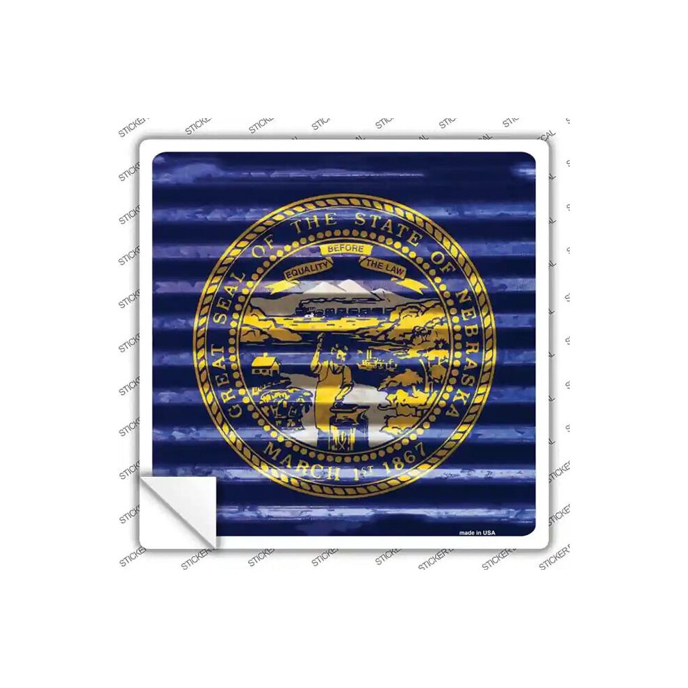 Smart Blonde Sq-451S-L Nebraska Flag Corrugated Effect Novelty Square Sticker Decal - Large 792636304507