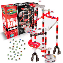 Marble Genius 200-Piece Marble Run Racing Set (RACING_200) - Customizable Track, Racing Gauntlet, Starter/Finish, Flags, Tournament Board