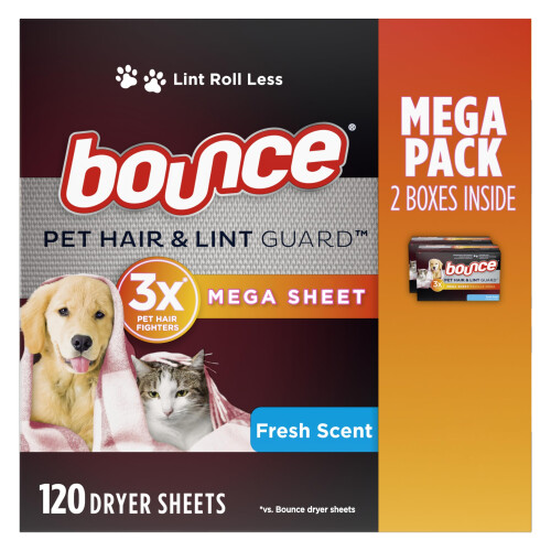 Bounce Mega Σεντόνια Στεγνώματος για Μαλλί Ζώων και Λινάτσα, 120 Τεμάχια, Άσπρα