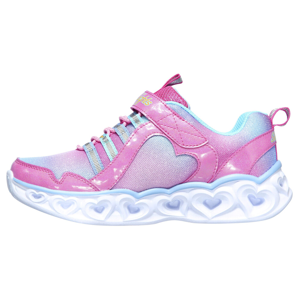 Skechers girls Heart Lights - Rainbow Lux Sneaker  Pink/Multi  4 Big Kid US