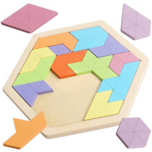 Skrtuan puinen kuusikulmiopalapeli lapsille aikuisille puiset palikoiden palapeli aivojumppalelut lelu muoto kuvio lohkot tangram palapelit pelit