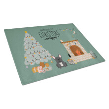 Caroline's Treasures CK7577LCB Black French Bulldog Christmas Everyone Glasschneidebrett, groes dekoratives Schneide- und Servierbrett aus gehrtete