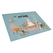 Caroline's Treasures CK7983LCB White Bull Terrier Sweet Home Glasschneidebrett, groes dekoratives Schneide- und Servierbrett aus gehrtetem Glas fr