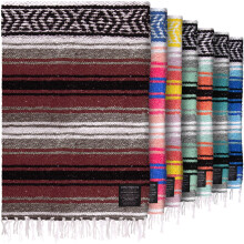 Authentic Large Handwoven Mexican Blanket - Soft Yoga Blanket - Durable Serape Blanket - Lightweight Falsa Blanket  Beach Blanket  Camping Blanket  Pi