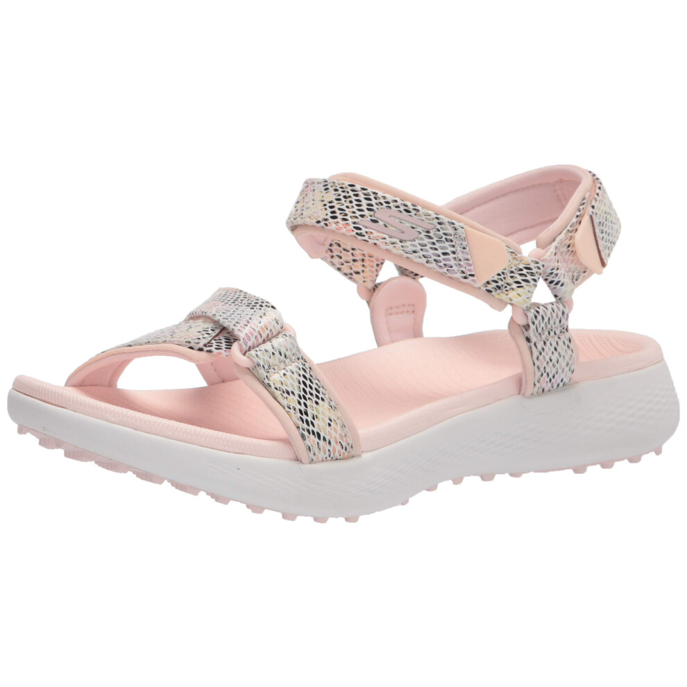Skechers Women's 600 Spikeless Golf Sandal Shoe  Light Pink/Multi Snake Print  7