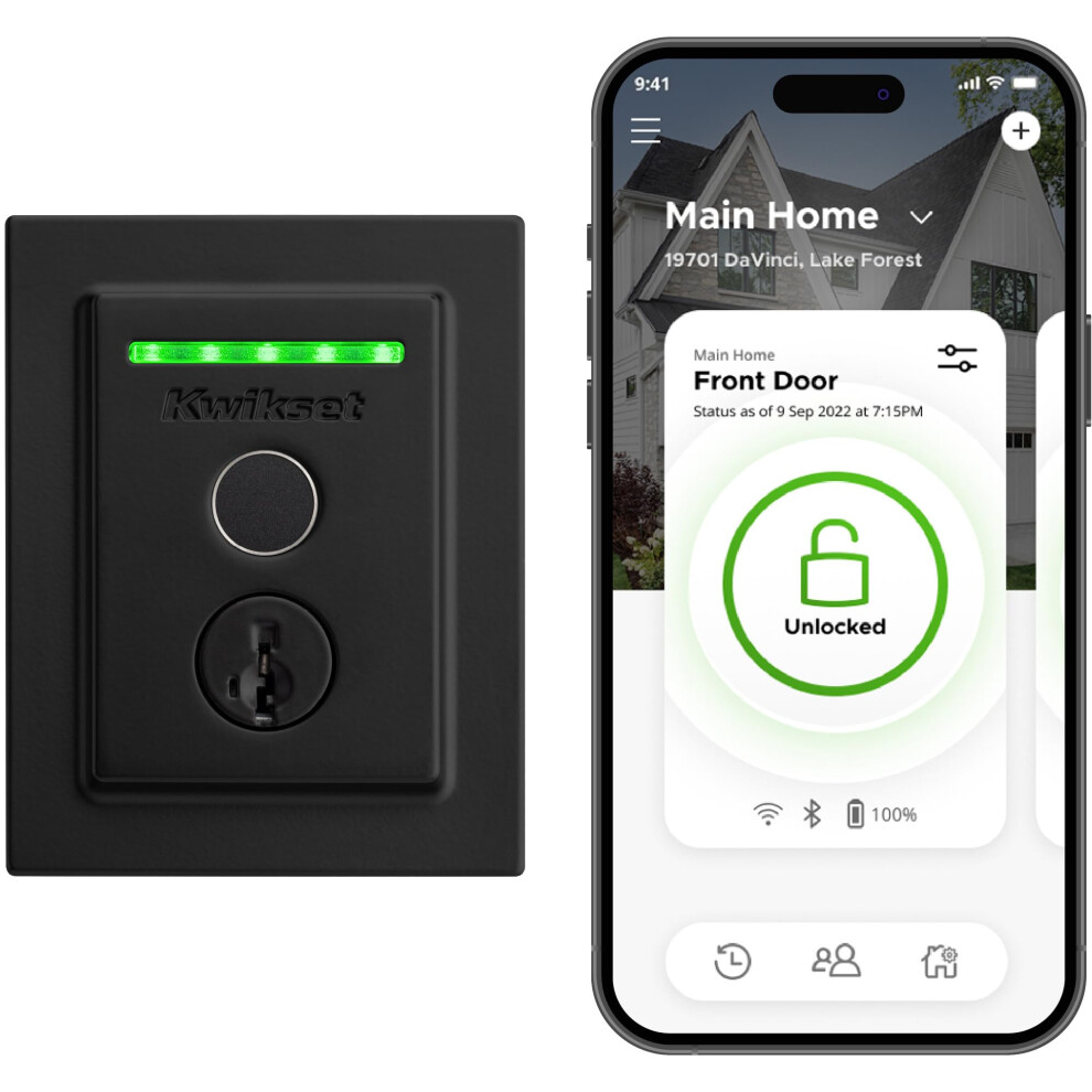 Kwikset Halo Touch Fingerprint Wi-Fi Smart Lock  Keyless Entry Door Low Profile Deadbolt  Geofence Auto-Unlock  Grade AAA Certified  No Hub Easy Insta