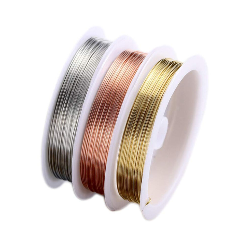 3 Rolls 24 Gauge Jewelry Wire Beading Wire Tarnish Resistant Copper Wire Flexible Metal Artistic Floral Jewely Beading Wire for Jewelry Making Supplie