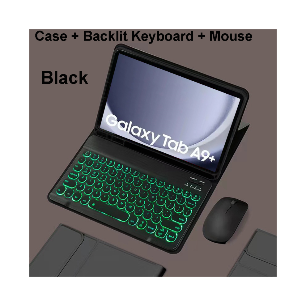 ( B Backlit, Russian Keyboard) For Samsung Galaxy Tab A9 Plus 11 Inch Case, Bluet Black 967854366044