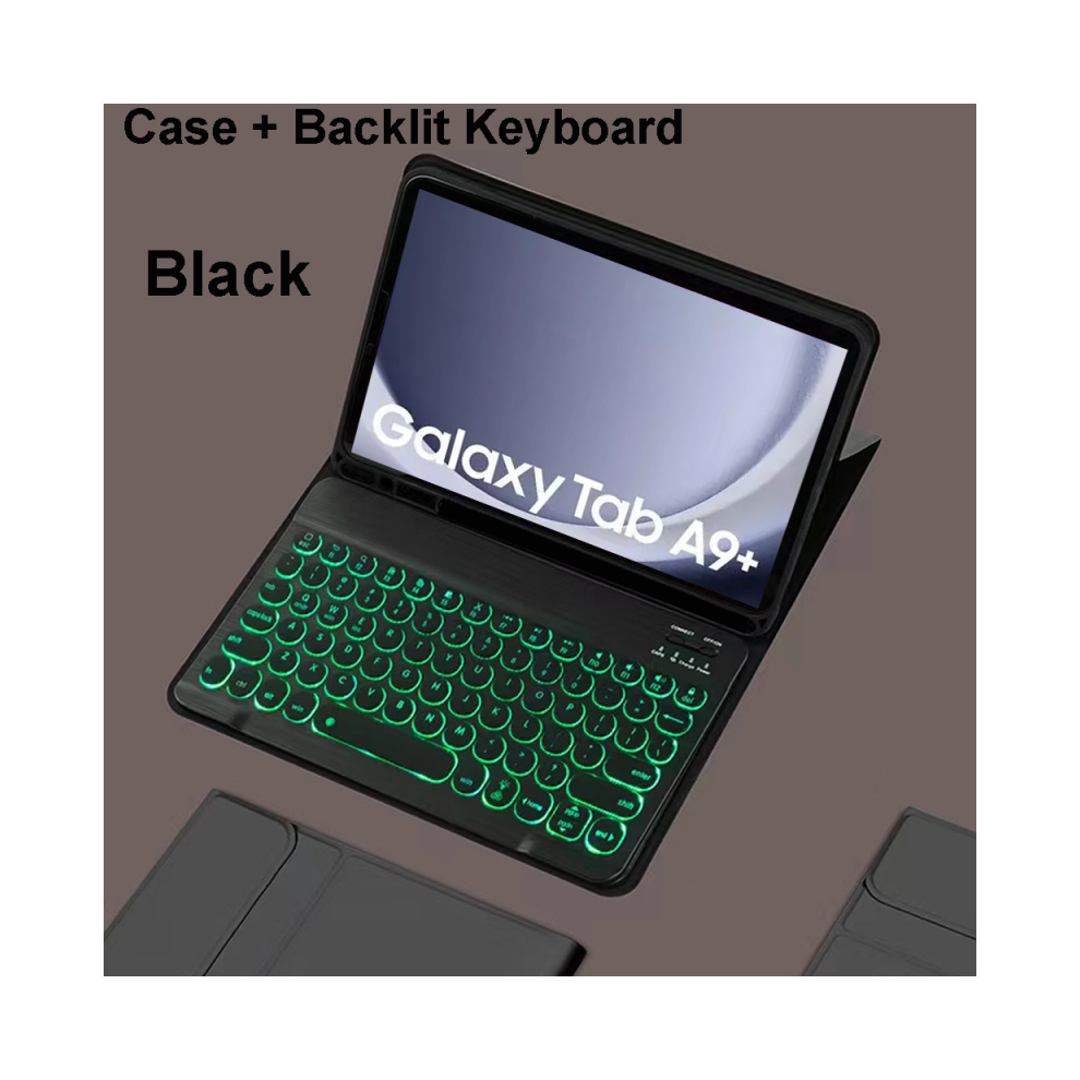 ( A Backlit, German Keyboard) For Samsung Galaxy Tab A9 Plus 11 Inch Case, Bluet Black 967854366181