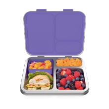 Bentgo Kids Stainless Steel Leak-Resistant Lunch Box - Bento-Style Redesigned in 2022 w/Upgraded Latches 3 Compartments & Extra Container - Eco