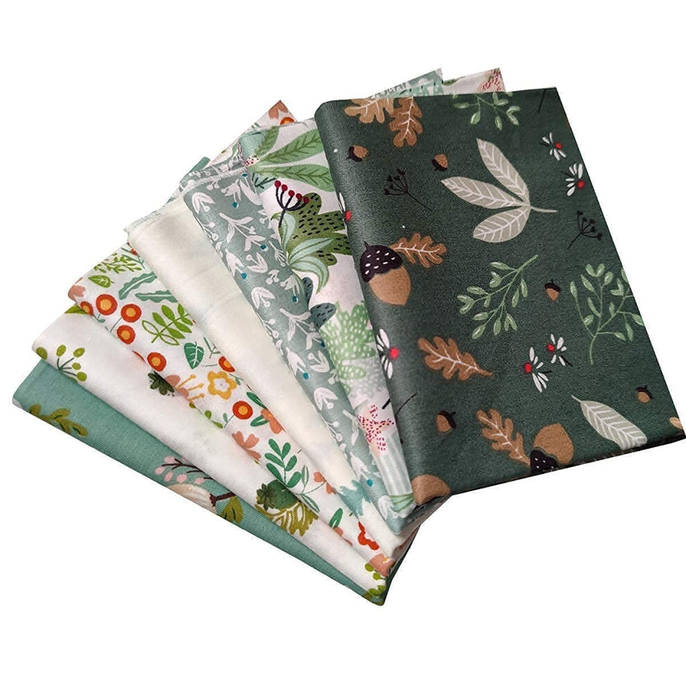 Qililandiy 7-delige bundels groene bloemenstof, quiltstof, patchworkstof voor naaien, quilten en knutselen (45x56 cm)