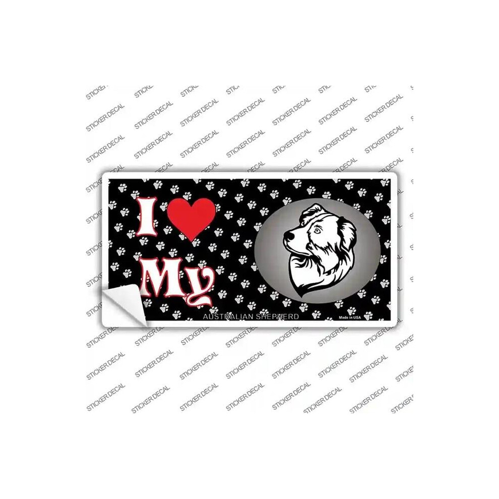Smart Blonde Lp-3888S-L I Love My Australian Shepherd Novelty Sticker Decal - Large 792636309557