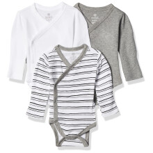 HonestBaby unisex baby 3-pack kologisk bomuld langrmet side-snap Kimono bodysuits og smbrns T-shirt st Sketchy Stripe Preemie US