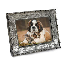 Isaac Jacobs Bilderrahmen Sentiments Dog Best Buddy aus Kunstharz, 10,2 x 15,2 cm, horizontaler Andenken-Bilderrahmen mit Staffelei und Aufhngelas