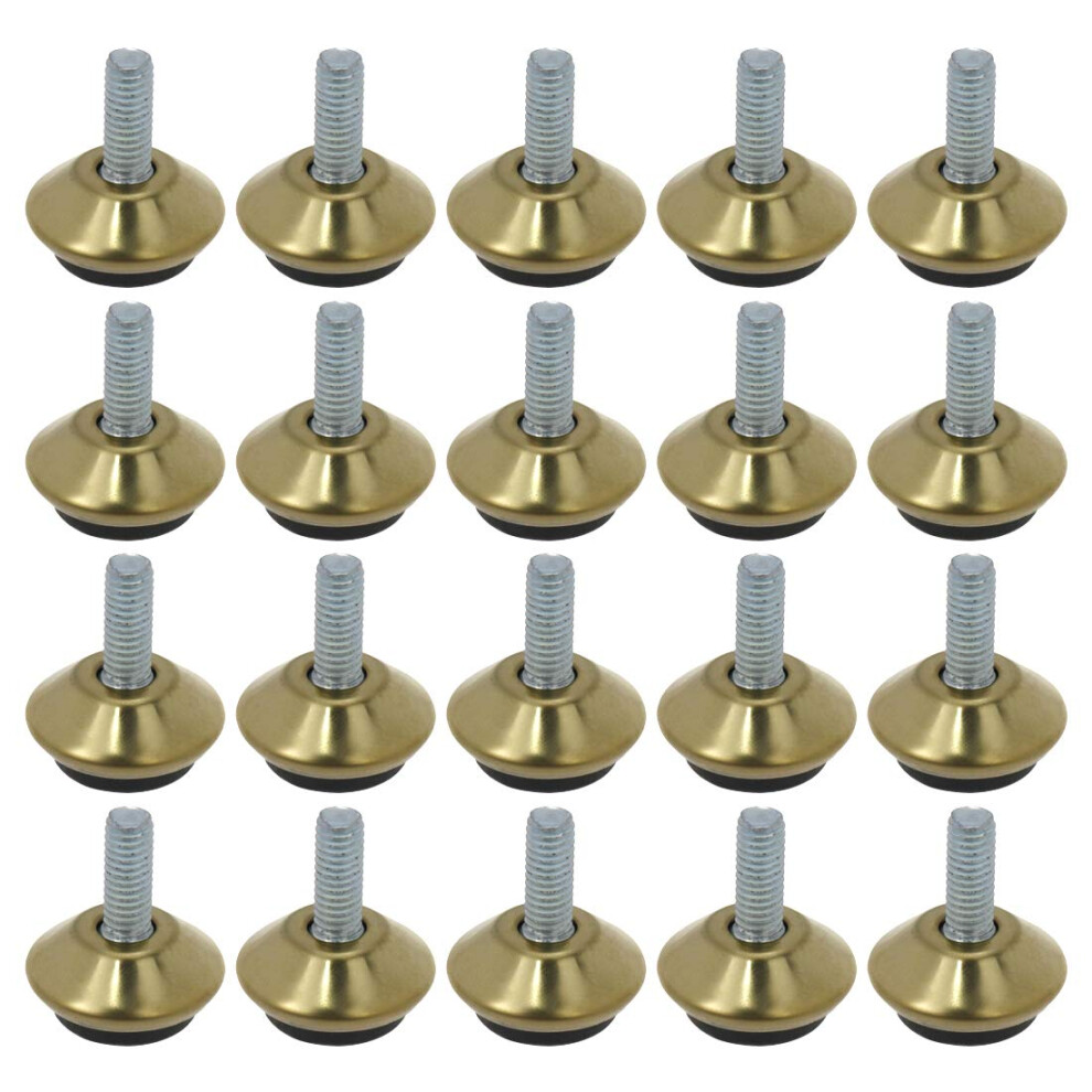 Farboat 20Pcs M6 Swivel Furniture Leg Levelers 1"""""""" Height Feet Glide Adjustable Leveling For Tables Chairs Cabinets Riser (Gold) 779296389907