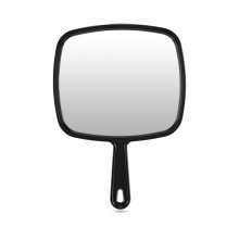 PROTECLE Extra Large Hand Mirror Salon Barber Hairdressing Handheld Mirror with Handle (Square Black 9"""" x 12.4"""")