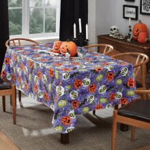 Newbridge Halloween grillige griezelige bende 52 x 52 inch vierkant vinyl flanel tafelkleed spookachtige schedels vleermuizen en pompoenen voor binnen