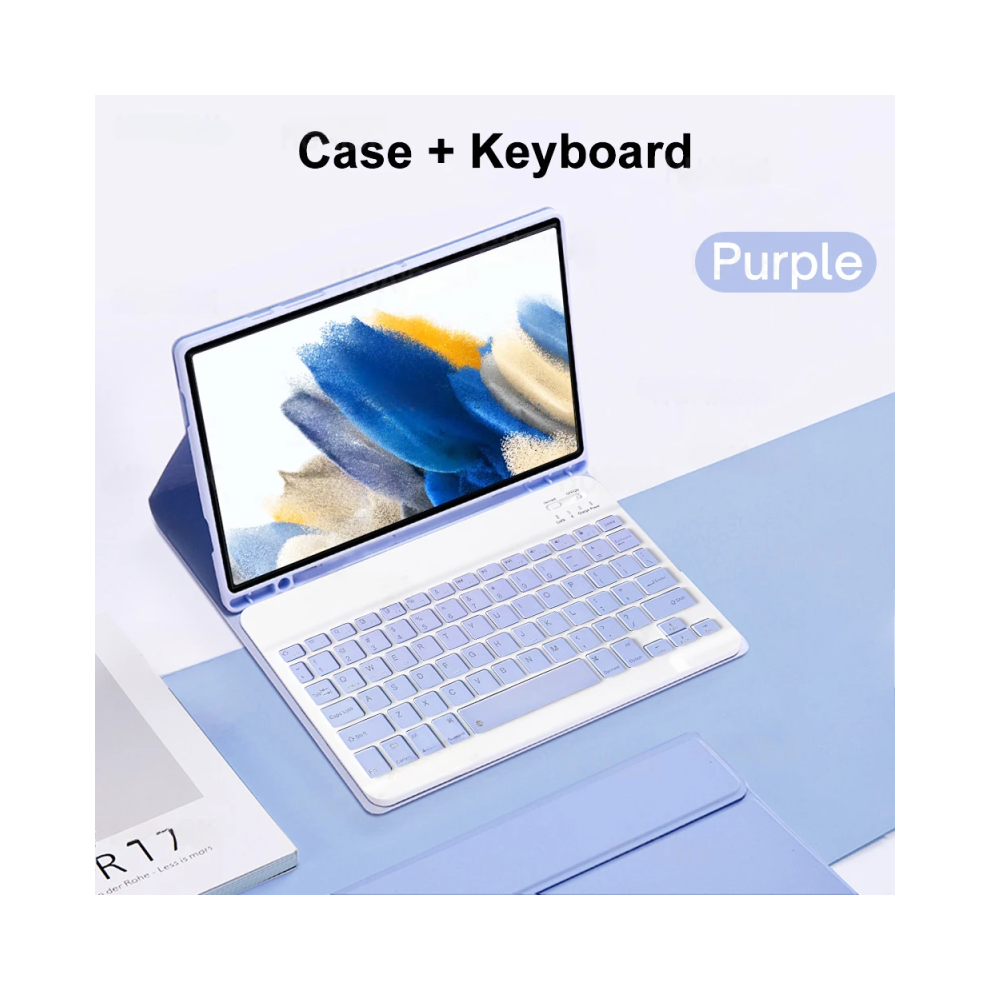 ( A, Korean Keyboard) For Galaxy Tab A8 10.5 Inch Case With Keyboard, De Purple 967854381696