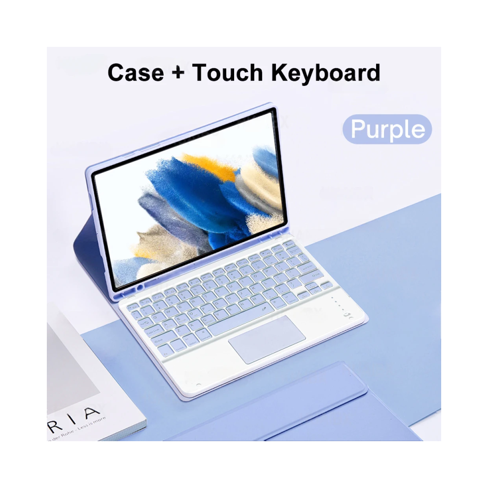 ( C, Arabic Keyboard) For Galaxy Tab A8 10.5 Inch Case With Keyboard, De Purple 967854381924