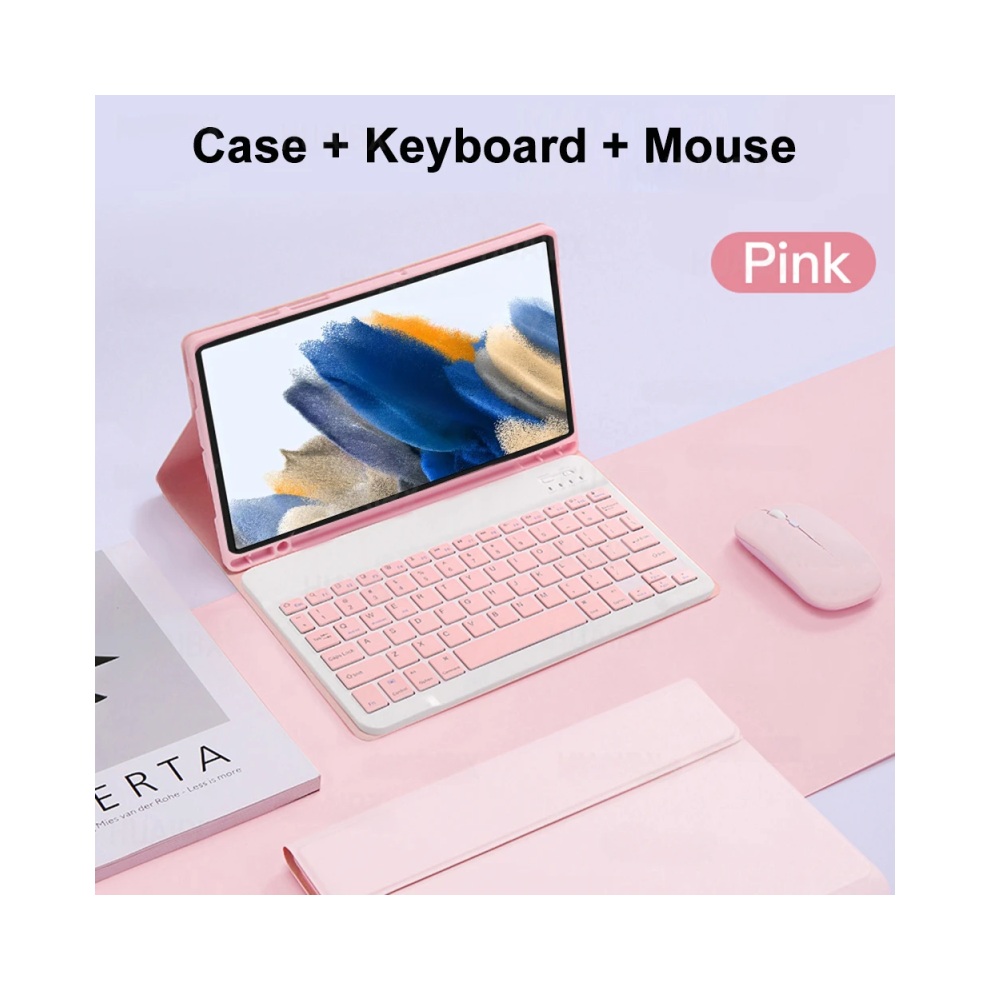 ( B, Hebrew Keyboard) For Galaxy Tab A8 10.5 Inch Case With Keyboard, De Pink 967854382648