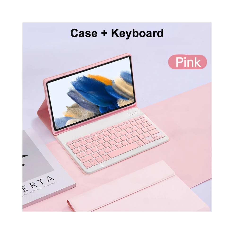 ( A, French Keyboard) For Galaxy Tab A8 10.5 Inch Case With Keyboard, De Pink 967854382709