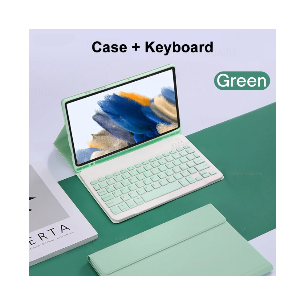 ( A, Korean Keyboard) For Galaxy Tab A8 10.5 Inch Case With Keyboard, De Green 967854383218
