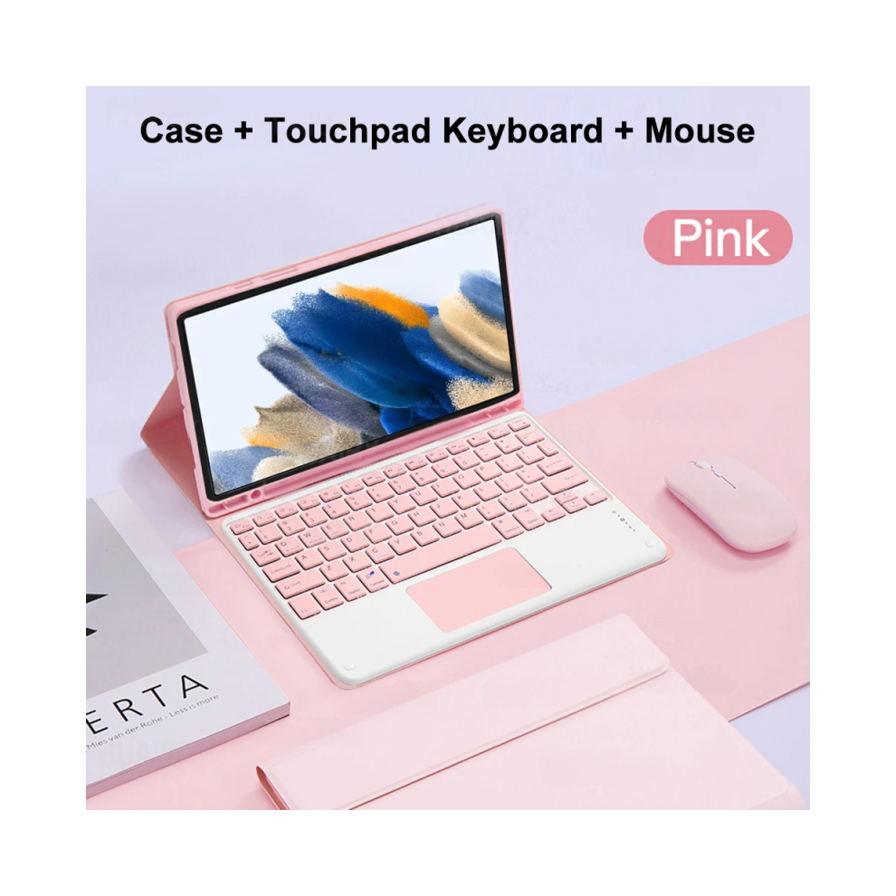 ( D, Hebrew Keyboard) For Galaxy Tab A8 10.5 Inch Case With Keyboard, De Pink 967854383287