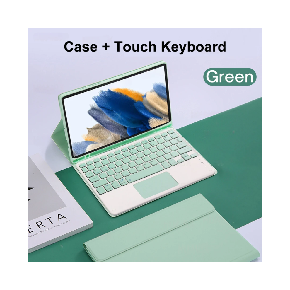 ( C, Hebrew Keyboard) For Galaxy Tab A8 10.5 Inch Case With Keyboard, De Green 967854383522