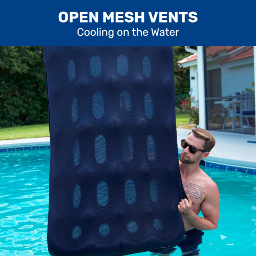 Aqua Oversized Contour Pool Float Lounge - Extra Large - Fabric-Covered, Inflatable Floats για Ενήλικες - Μπλε Φτέρες 2