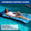 Aqua Oversized Contour Pool Float Lounge - Extra Large - Fabric-Covered, Inflatable Floats για Ενήλικες - Μπλε Φτέρες 2