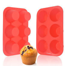 Bongpuda Siliconen Grote Muffin Pan 2 Pack 6 Cup Grote Siliconen Cupcake Pan Non-stick Jumbo Muffin Pannen Food Grade Cupcake Mallen Perfect voor Eie