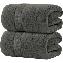 Toalhas de Banho Oakias 600 GSM 2 Pacote Cinza - 35 x 70 - 100% Algodão Extra Macio
