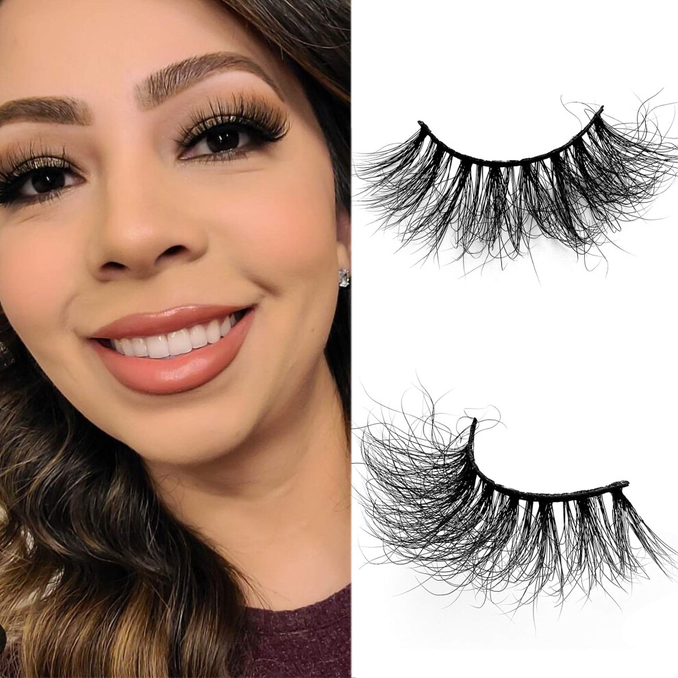 Miuhair Beauty Mink Eyelashes Fluffy Lashes 25Mm Mink Lashes Fluffy Messy Eyelashes Vieyeve 3D Dramatic Eyelashes Siberian Mink Lashes Thick Full Volume Lashes Luxur