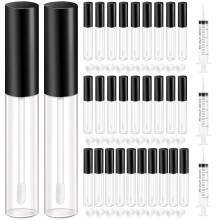 KPX 30 db-os szjfny tubus tartlyok mlesztett plca 10 ml-es res tltsz rzsaszn ajakolaj tubusok, jratltheto ajakbalzsam flakonok gumi bet