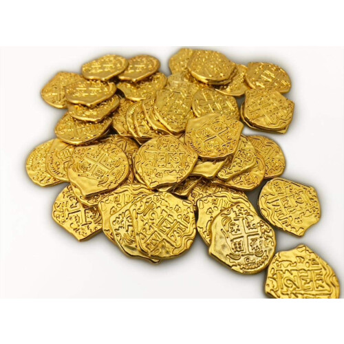 Monete d'oro metalliche pirata Seven Seas - 100 gettoni per feste e giochi 2