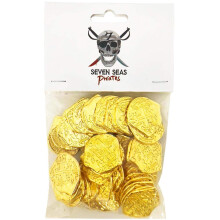 Monete del tesoro in metallo lucido oro dei pirati dei sette mari - Giochi e feste - 100 gettoni